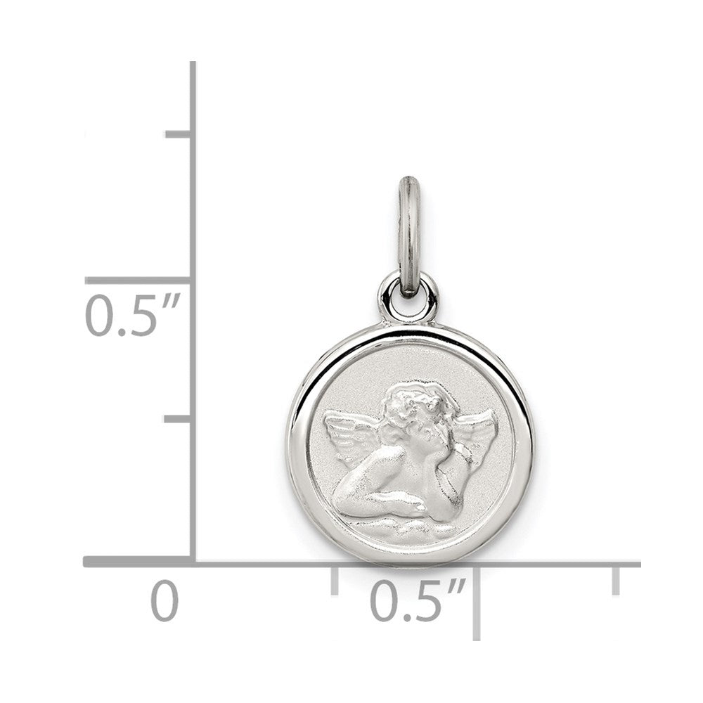 Sterling Silver Rhodium-plated Angel Medal Charm QC3632