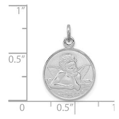 Sterling Silver Rhodium-plated/Plain Back Angel Medal QC3633