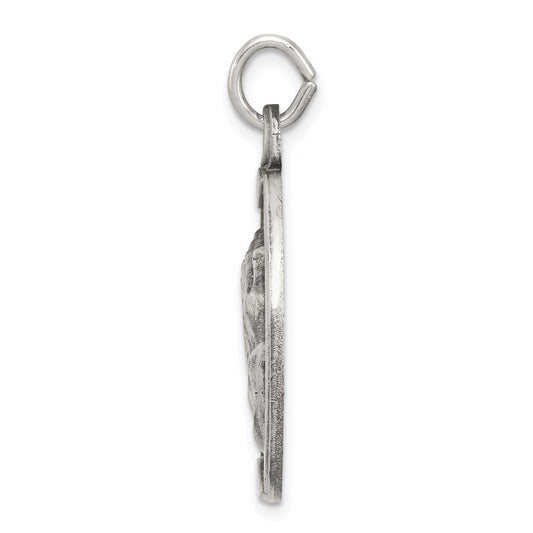 Sterling Silver Antiqued Praying Hands Medal QC3641