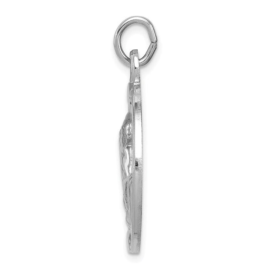 Sterling Silver Rhodium-plated Praying Hands Serenity Prayer on Back Medal QC3644