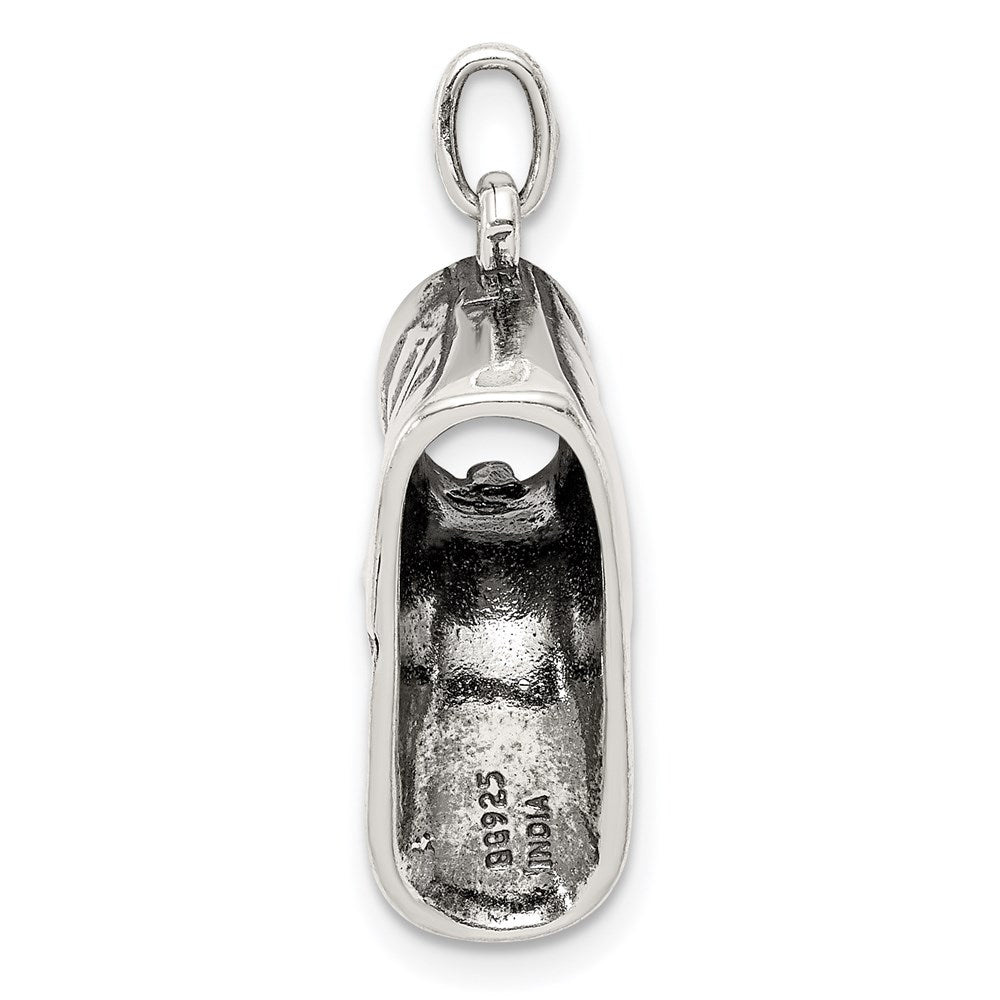 Sterling Silver Antiqued Baby Shoe Pendant QC3695
