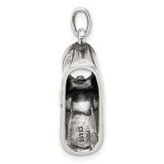 Sterling Silver Antiqued Baby Shoe Pendant QC3695