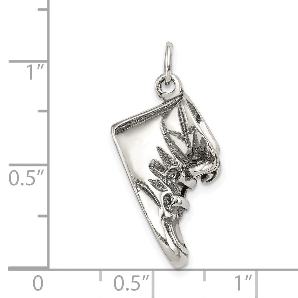 Sterling Silver Antiqued Baby Shoe Pendant QC3695