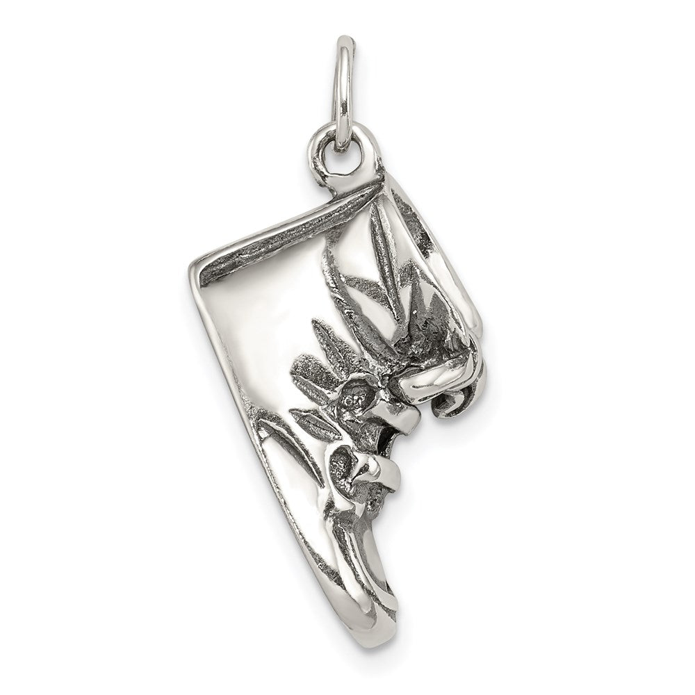 Sterling Silver Antiqued Baby Shoe Pendant QC3695