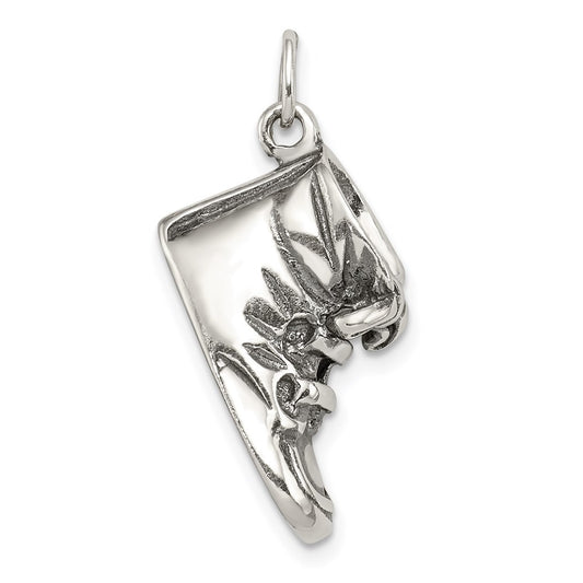 Sterling Silver Antiqued Baby Shoe Pendant QC3695