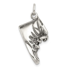 Sterling Silver Antiqued Baby Shoe Pendant QC3695