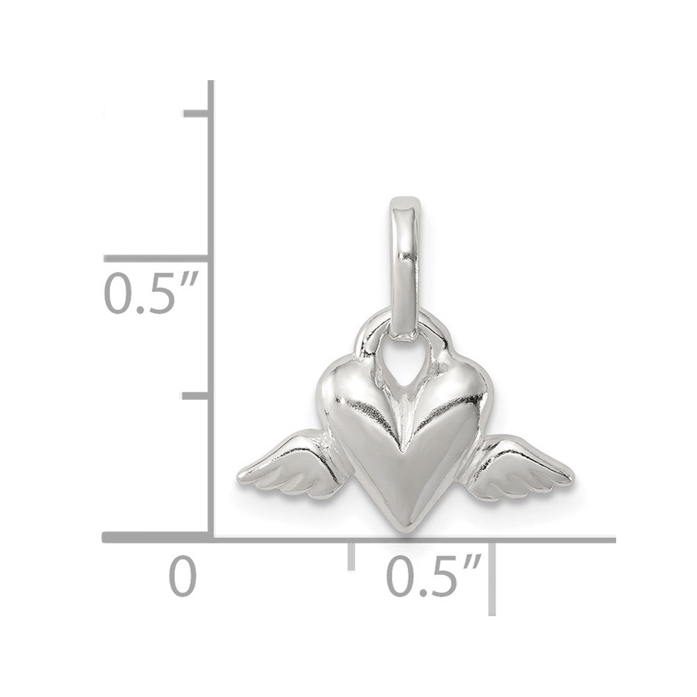 Sterling Silver Heart w/Wings Charm QC3719
