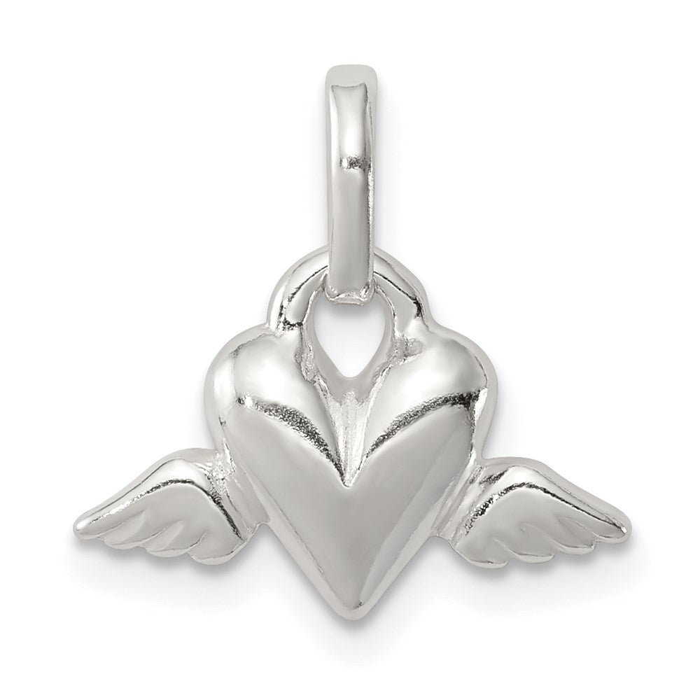 Sterling Silver Heart w/Wings Charm QC3719