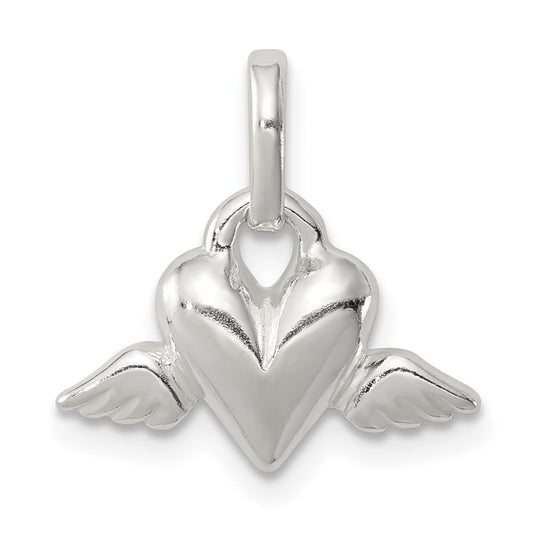 Sterling Silver Heart w/Wings Charm QC3719