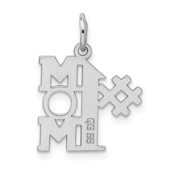 Sterling Silver Rhodium-plated # 1 Mom Polished Charm QC3740
