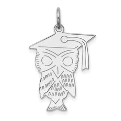 Sterling Silver Rhodium-plated Owl Polished Charm QC3752
