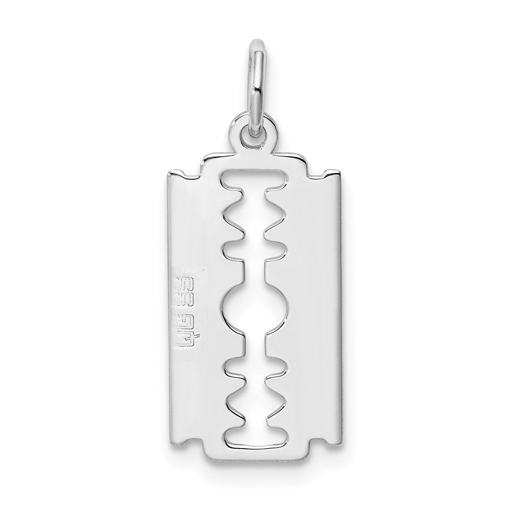 Sterling Silver Rhodium-plated Razor Blade Polished Charm QC3755