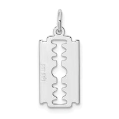Sterling Silver Rhodium-plated Razor Blade Polished Charm QC3755