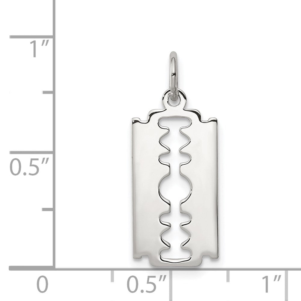 Sterling Silver Rhodium-plated Razor Blade Polished Charm QC3755