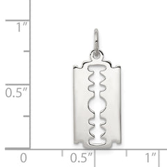 Sterling Silver Rhodium-plated Razor Blade Polished Charm QC3755