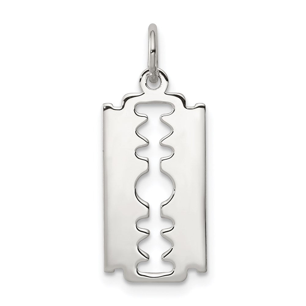 Sterling Silver Rhodium-plated Razor Blade Polished Charm QC3755