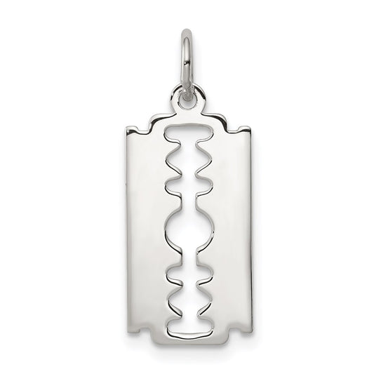 Sterling Silver Rhodium-plated Razor Blade Polished Charm QC3755