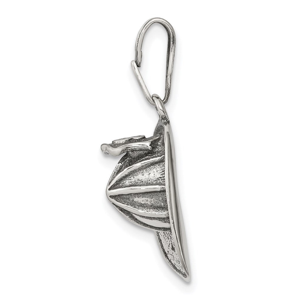 Sterling Silver Antiqued Fireman's Helmet Charm QC3756