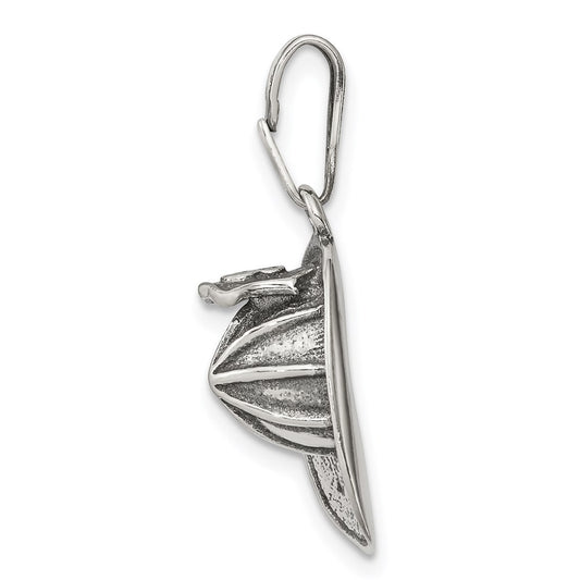 Sterling Silver Antiqued Fireman's Helmet Charm QC3756