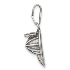 Sterling Silver Antiqued Fireman's Helmet Charm QC3756