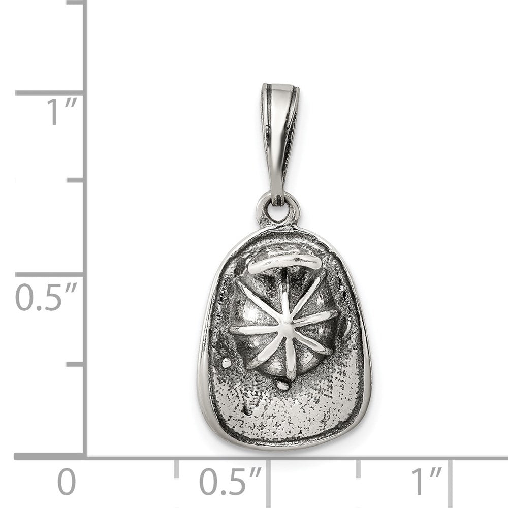 Sterling Silver Antiqued Fireman's Helmet Charm QC3756