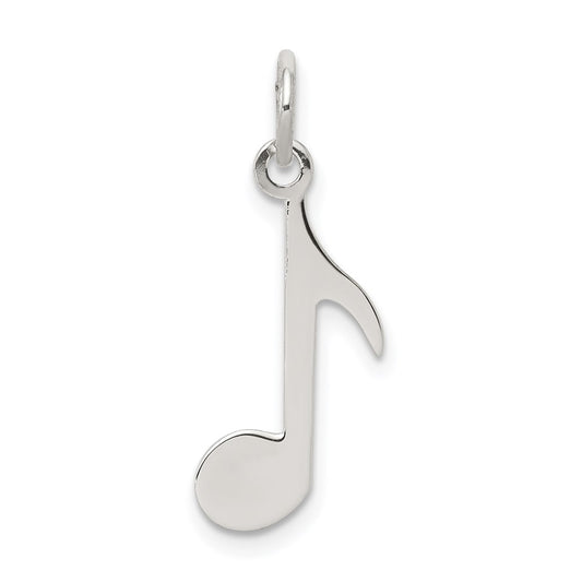 Sterling Silver Rhodium-plated Musical Note Polished Charm QC3758