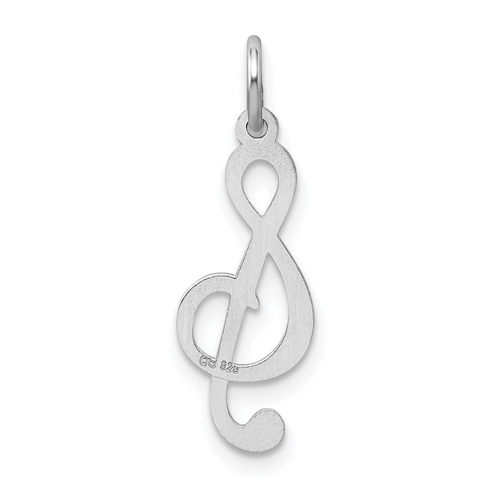 Sterling Silver Rhodium-plated Treble Clef Polished Charm QC3761