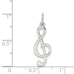 Sterling Silver Rhodium-plated Treble Clef Polished Charm QC3761
