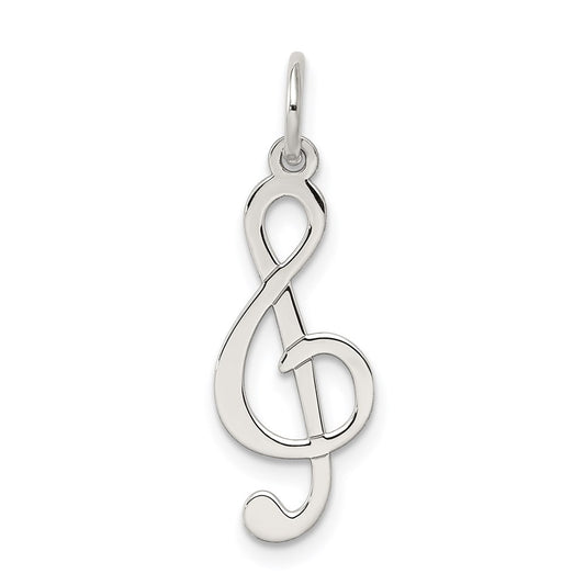 Sterling Silver Rhodium-plated Treble Clef Polished Charm QC3761