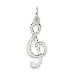 Sterling Silver Rhodium-plated Treble Clef Polished Charm QC3761