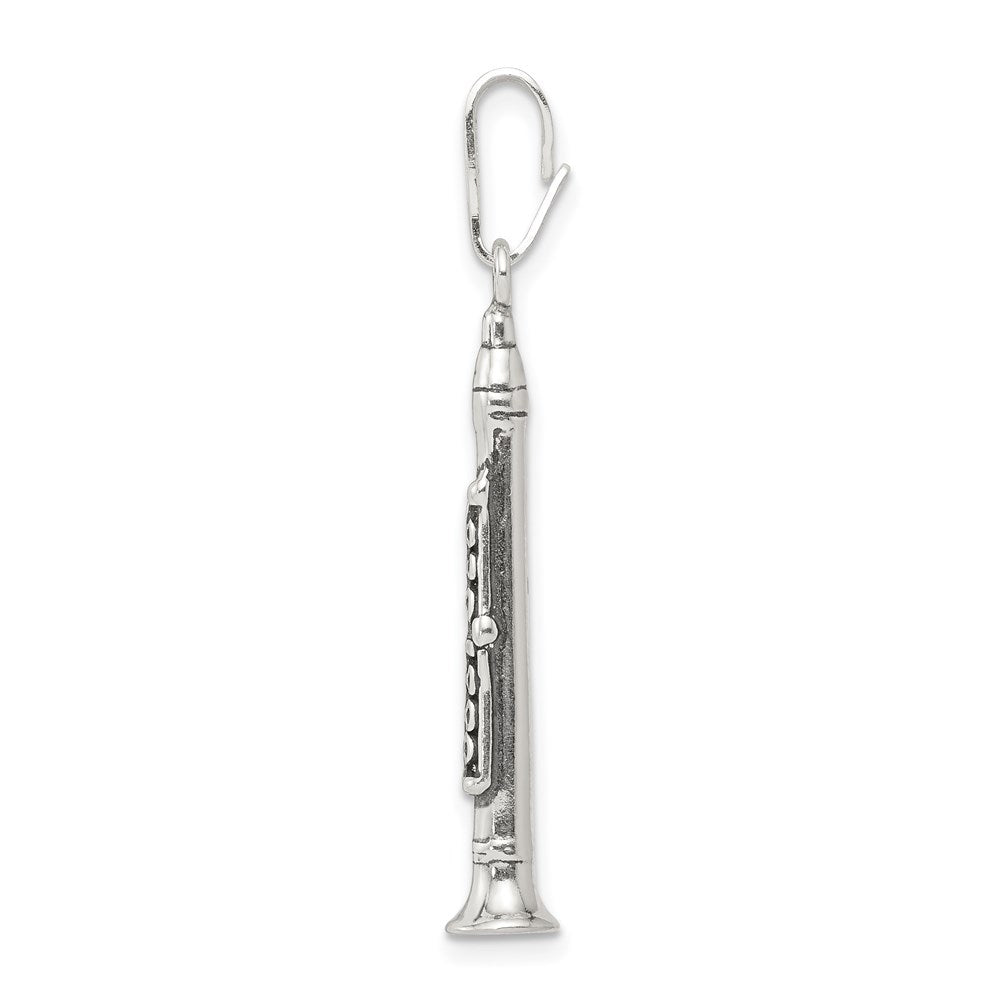 Sterling Silver Antiqued Clarinet Charm QC3765