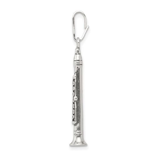 Sterling Silver Antiqued Clarinet Charm QC3765