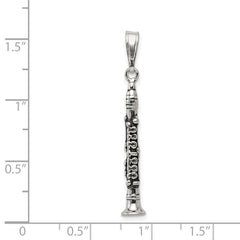 Sterling Silver Antiqued Clarinet Charm QC3765