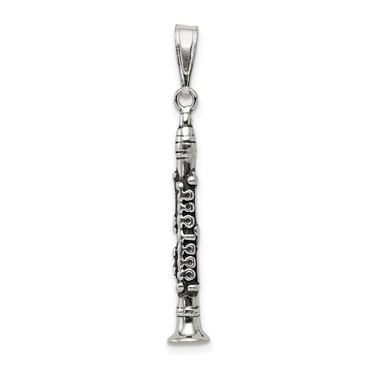 Sterling Silver Antiqued Clarinet Charm QC3765