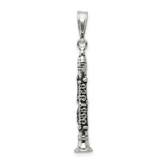 Sterling Silver Antiqued Clarinet Charm QC3765