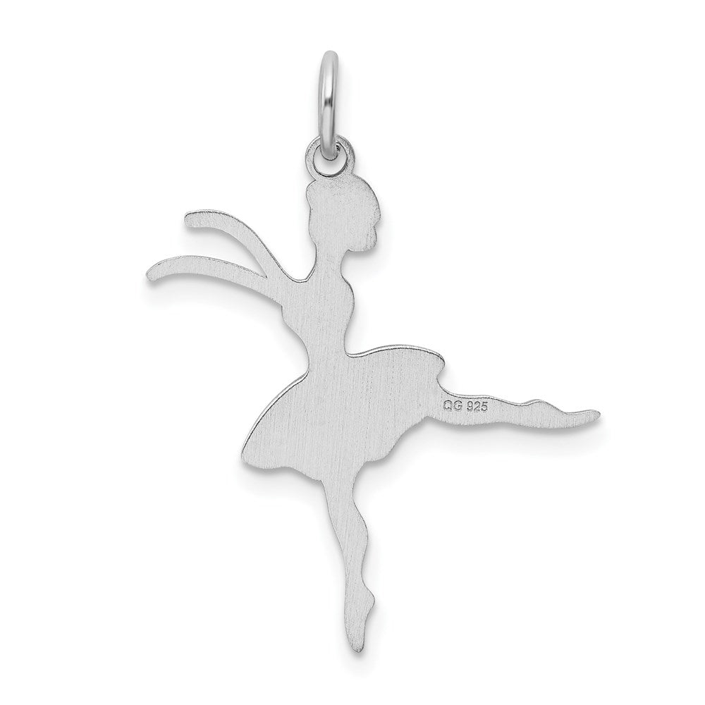 Sterling Silver Rhodium-plated Ballerina Polished Charm QC3768