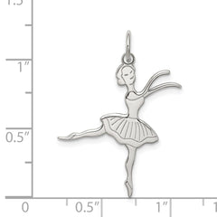 Sterling Silver Rhodium-plated Ballerina Polished Charm QC3768