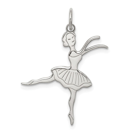 Sterling Silver Rhodium-plated Ballerina Polished Charm QC3768