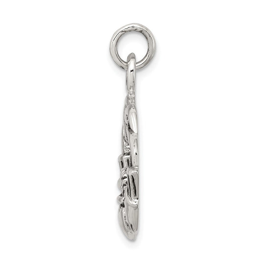 Sterling Silver Antiqued Claddagh Pendant QC3874