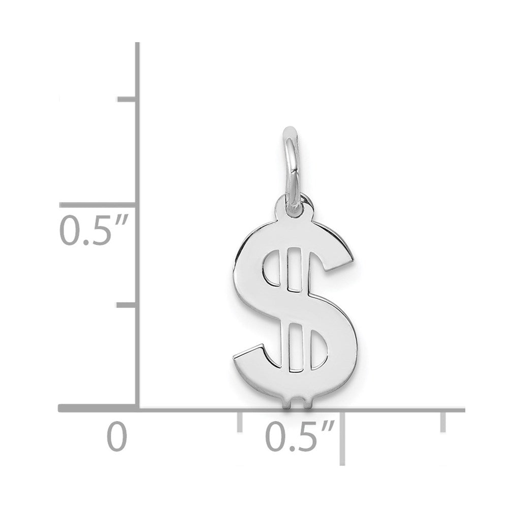 Sterling Silver Rhodium-plated Dollar Sign Polished QC3886