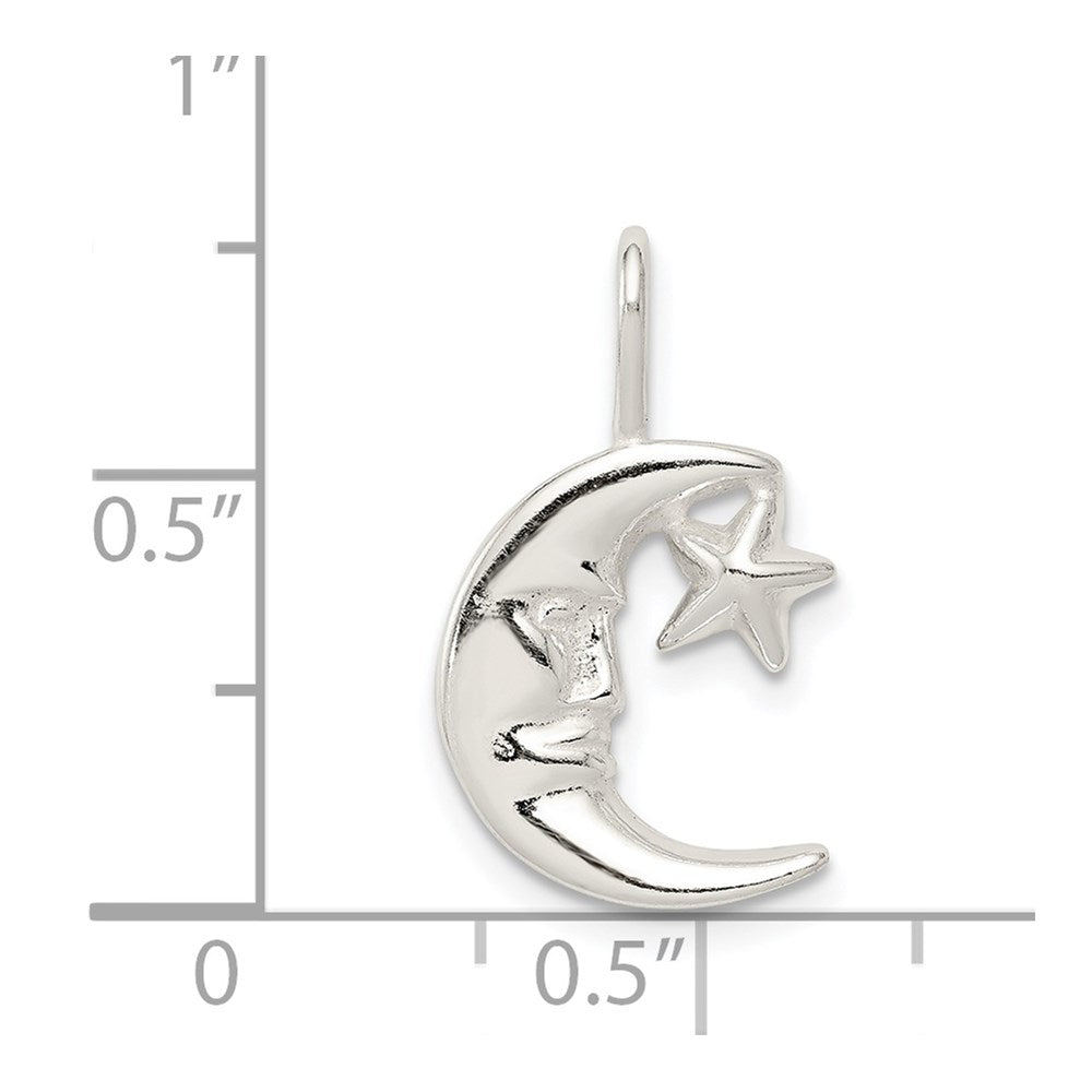 Sterling Silver Moon w/Star Charm QC3889