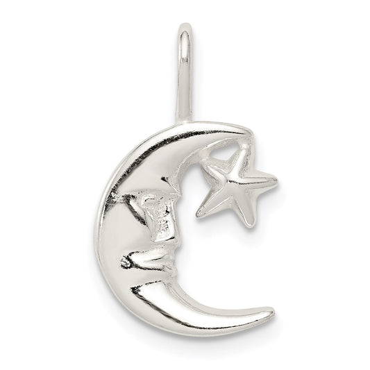 Sterling Silver Moon w/Star Charm QC3889