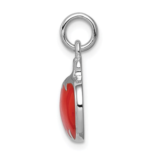 Sterling Silver Rhodium-plated Orange Enameled Pumpkin Charm QC3897