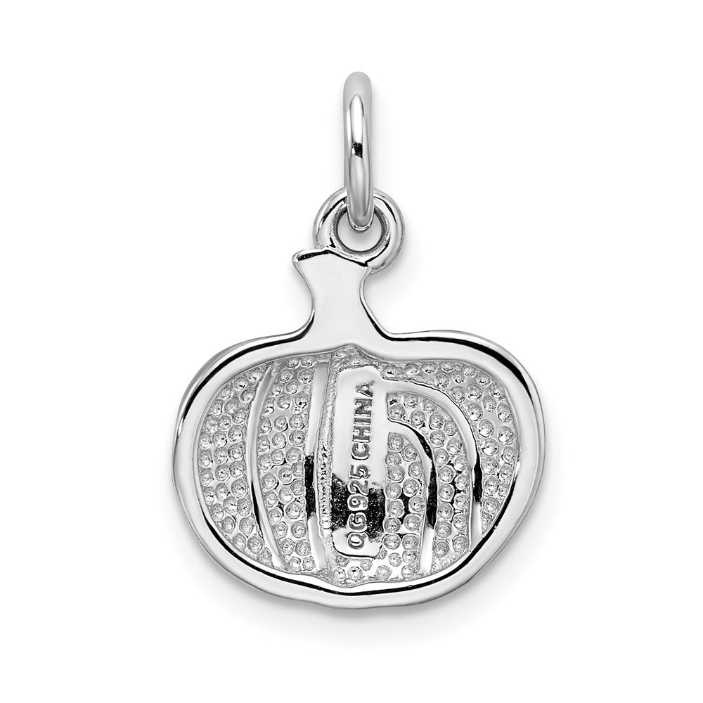 Sterling Silver Rhodium-plated Orange Enameled Pumpkin Charm QC3897
