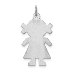 Sterling S. Rh-plt Engravable Girl Polished Front/Satin Back Disc Charm QC39