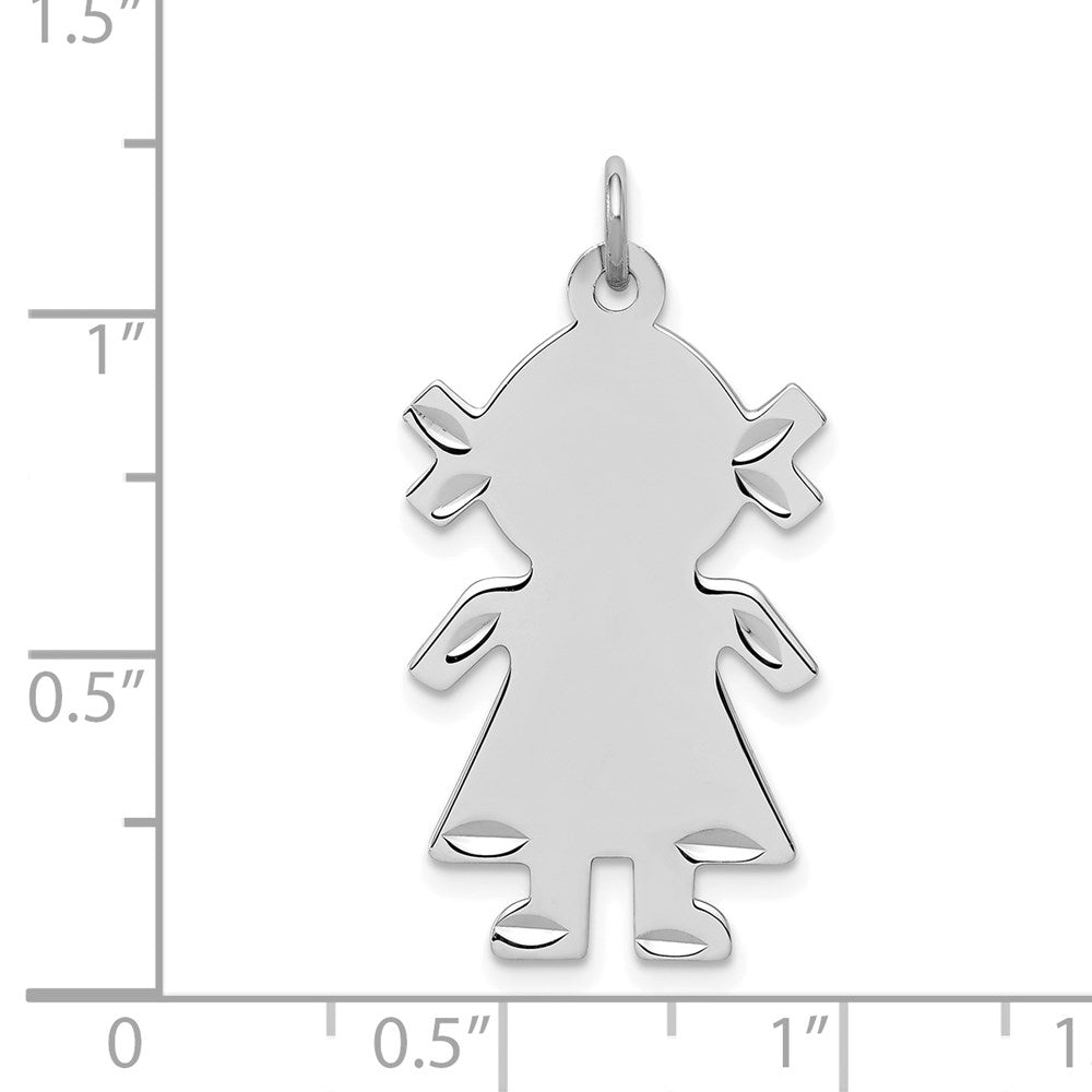Sterling S. Rh-plt Engravable Girl Polished Front/Satin Back Disc Charm QC39