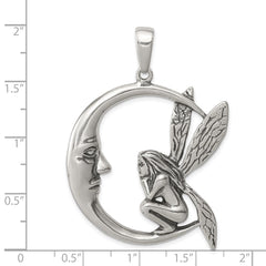 Sterling Silver Antiqued Moon/Fairy Pendant QC3905