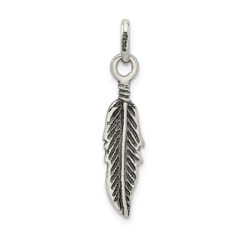 Sterling Silver Antiqued Feather Charm QC3914
