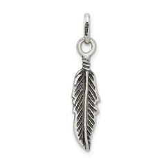 Sterling Silver Antiqued Feather Charm QC3914