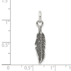 Sterling Silver Antiqued Feather Charm QC3914